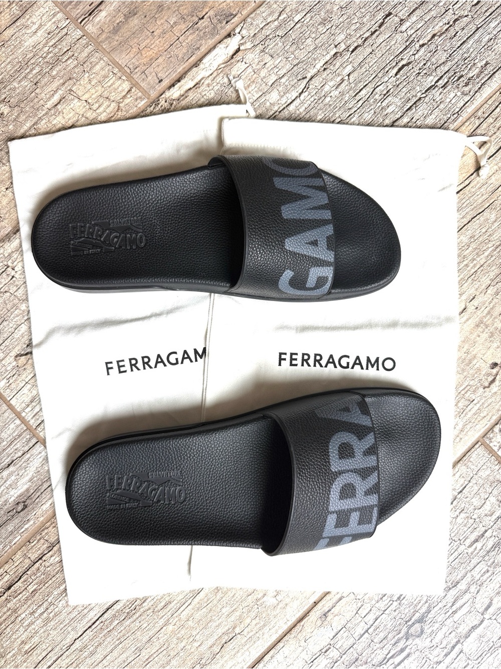 Salvatore Ferragamo Amos slide Logo sandals size: 12 - Picture 10 of 10